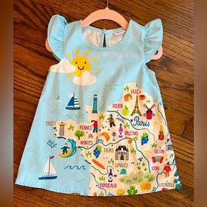 Girl France Map Play Dress Size 12-18m.